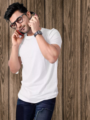 GREST Solid Men Round Neck White T-Shirt