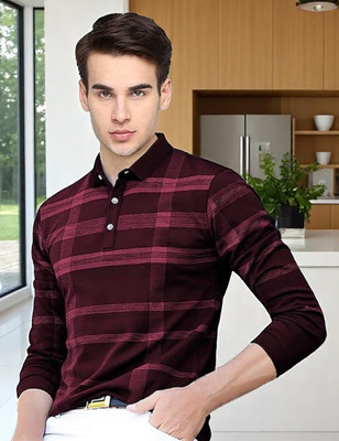Autna Printed Men Polo Neck Maroon T-Shirt