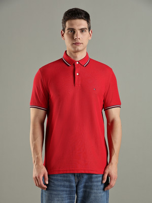 TOMMY HILFIGER Solid Men Polo Neck Red T-Shirt