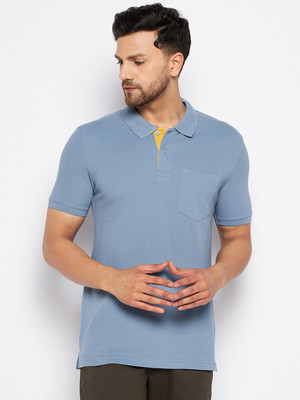 DUKE Solid Men Polo Neck Grey T-Shirt