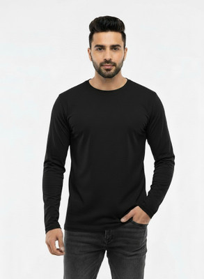 Estixx Solid Men Round Neck Black T-Shirt
