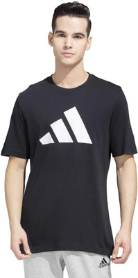 ADIDAS Printed Men Round Neck Black T-Shirt