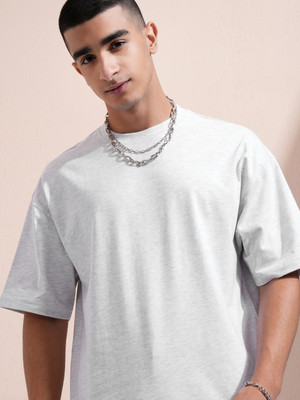 HIGHLANDER Self Design Men Round Neck White T-Shirt