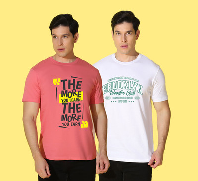 WOOSTRO Printed Men Round Neck Multicolor T-Shirt