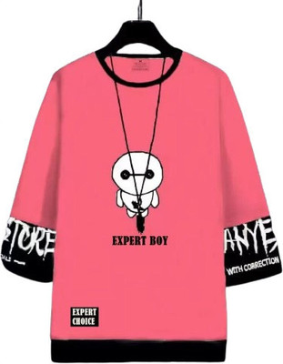 cnw Graphic Print Men Round Neck Pink T-Shirt
