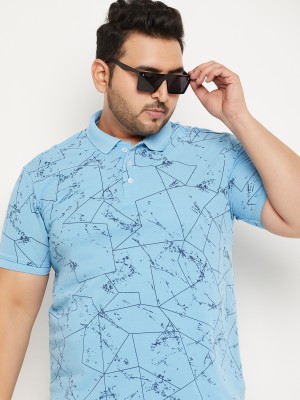 RELANE Printed Men Polo Neck Light Blue T-Shirt