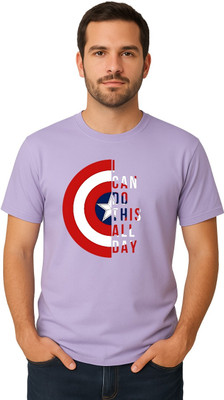 Shvet Printed Men Crew Neck Purple T-Shirt