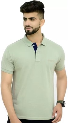 fashionfirst Solid Men Polo Neck Light Green T-Shirt