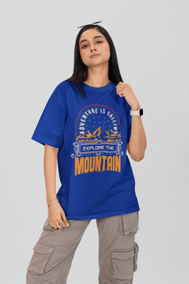Stylewill Graphic Print Women Round Neck Blue T-Shirt