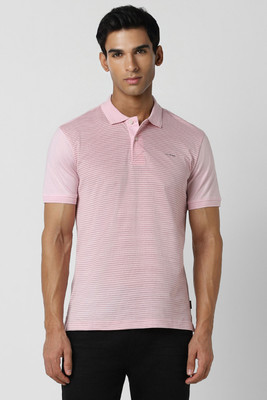 VAN HEUSEN SPORT Self Design Men Polo Neck Pink T-Shirt