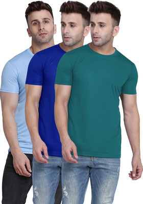 TQH Solid Men Round Neck Multicolor T-Shirt