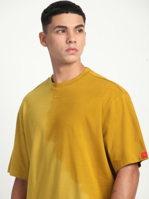 THE BEAR HOUSE Tie & Dye Men Round Neck Yellow T-Shirt