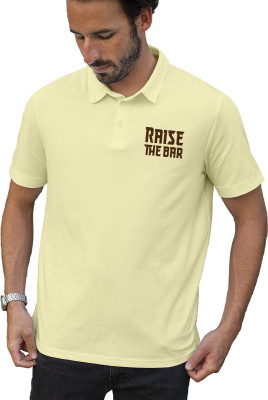 Fighterheero Printed Men Polo Neck Yellow T-Shirt