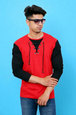 Faricon Trend Solid Men Round Neck Red T-Shirt