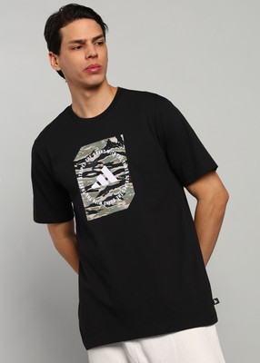 ADIDAS Graphic Print Men Round Neck Black T-Shirt