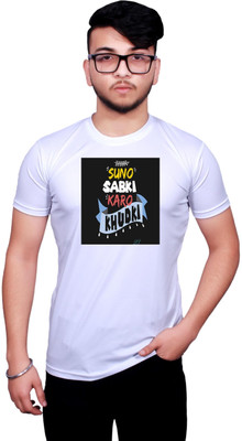 KRYONIX Printed, Typography Men Round Neck White T-Shirt