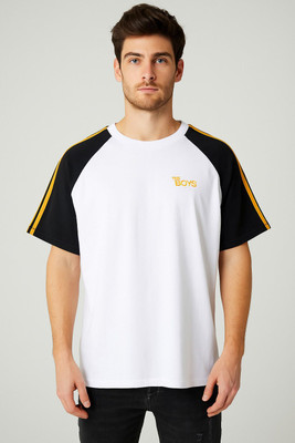 COPEHHI Printed Men Round Neck White, Black T-Shirt