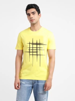 REVIZO Printed Men Round Neck Yellow T-Shirt