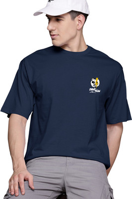 PATOIS Printed Men Round Neck Blue T-Shirt