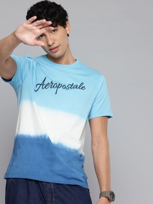 AEROPOSTALE Printed Men Round Neck Blue T-Shirt