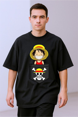 BLOSSOMTRADER Printed Men Round Neck Blue T-Shirt