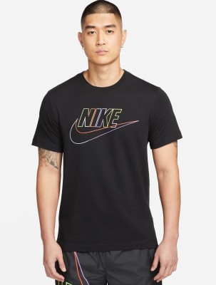 NIKE Printed Men Round Neck Black T-Shirt