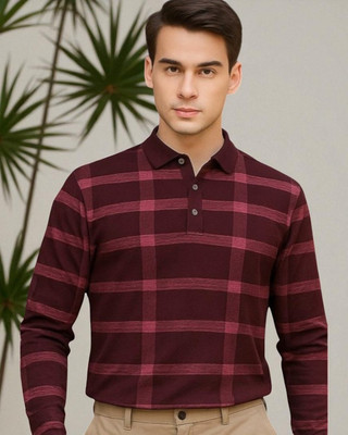 Autna Printed Men Polo Neck Maroon T-Shirt
