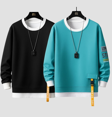 BLENDIX Printed Men Round Neck Light Blue T-Shirt