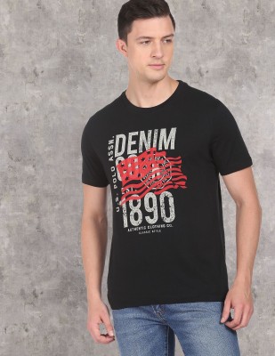 U.S. Polo Assn. Denim Co. Printed Men Round Neck Black T-Shirt