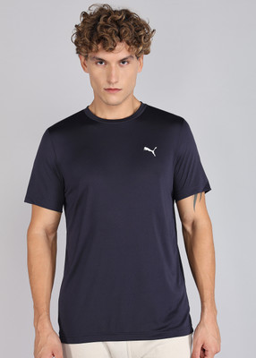PUMA Solid Men Crew Neck Blue T-Shirt