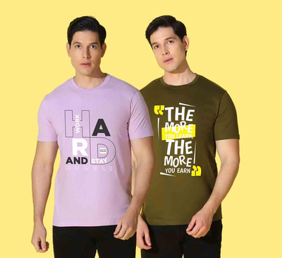 WOOSTRO Typography Men Round Neck Multicolor T-Shirt