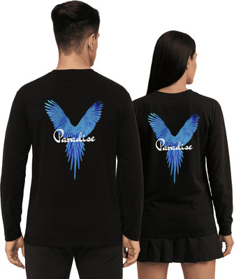 Twinny Zone Printed Couple Round Neck Black T-Shirt