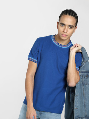 JACK & JONES Printed Men Round Neck Blue T-Shirt