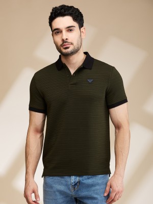 BEING HUMAN Solid Men Polo Neck Dark Green T-Shirt