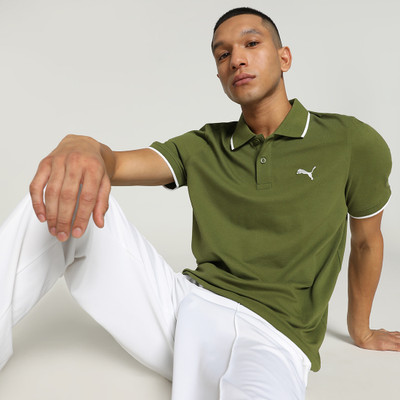 PUMA Solid Men Polo Neck Green T-Shirt