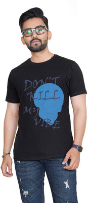 BLACKLOTH Printed Men Round Neck Black T-Shirt