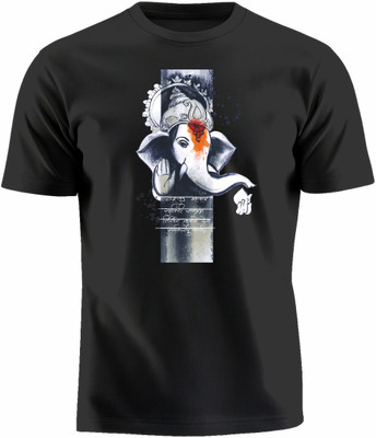 Luv My India Graphic Print Men Round Neck Black T-Shirt