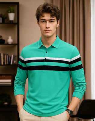 Autna Solid Men Polo Neck Green T-Shirt