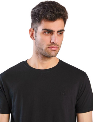 LONDON COLORS Solid Men Round Neck Black T-Shirt