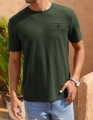 COPEHHI Solid Men Round Neck Green T-Shirt