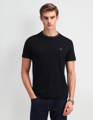 Arrow Sport Solid Men Round Neck Black T-Shirt