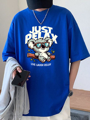 Cool Plus Graphic Print Men Round Neck Blue T-Shirt