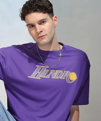 HIGHLANDER Printed Men Round Neck Purple T-Shirt