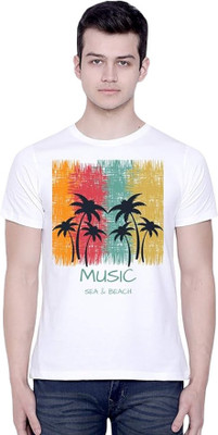 ROYALTRADERS Printed Men Round Neck White T-Shirt