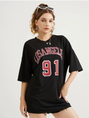 Daggers Printed Women Round Neck Black T-Shirt