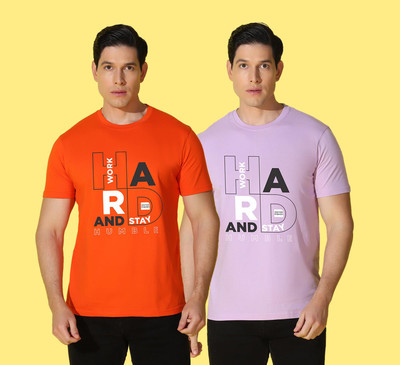 WOOSTRO Printed Men Round Neck Multicolor T-Shirt