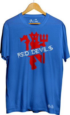 THE PRINT PLATTER Printed Men Round Neck Light Blue T-Shirt