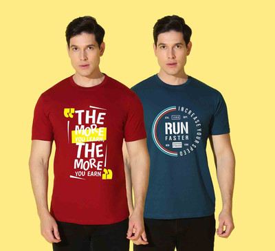 WOOSTRO Printed Men Round Neck Multicolor T-Shirt