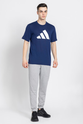 ADIDAS Printed Men Crew Neck Blue T-Shirt