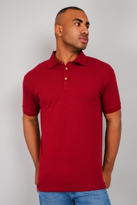 Sunrise fashion hub Solid Men Polo Neck Maroon T-Shirt